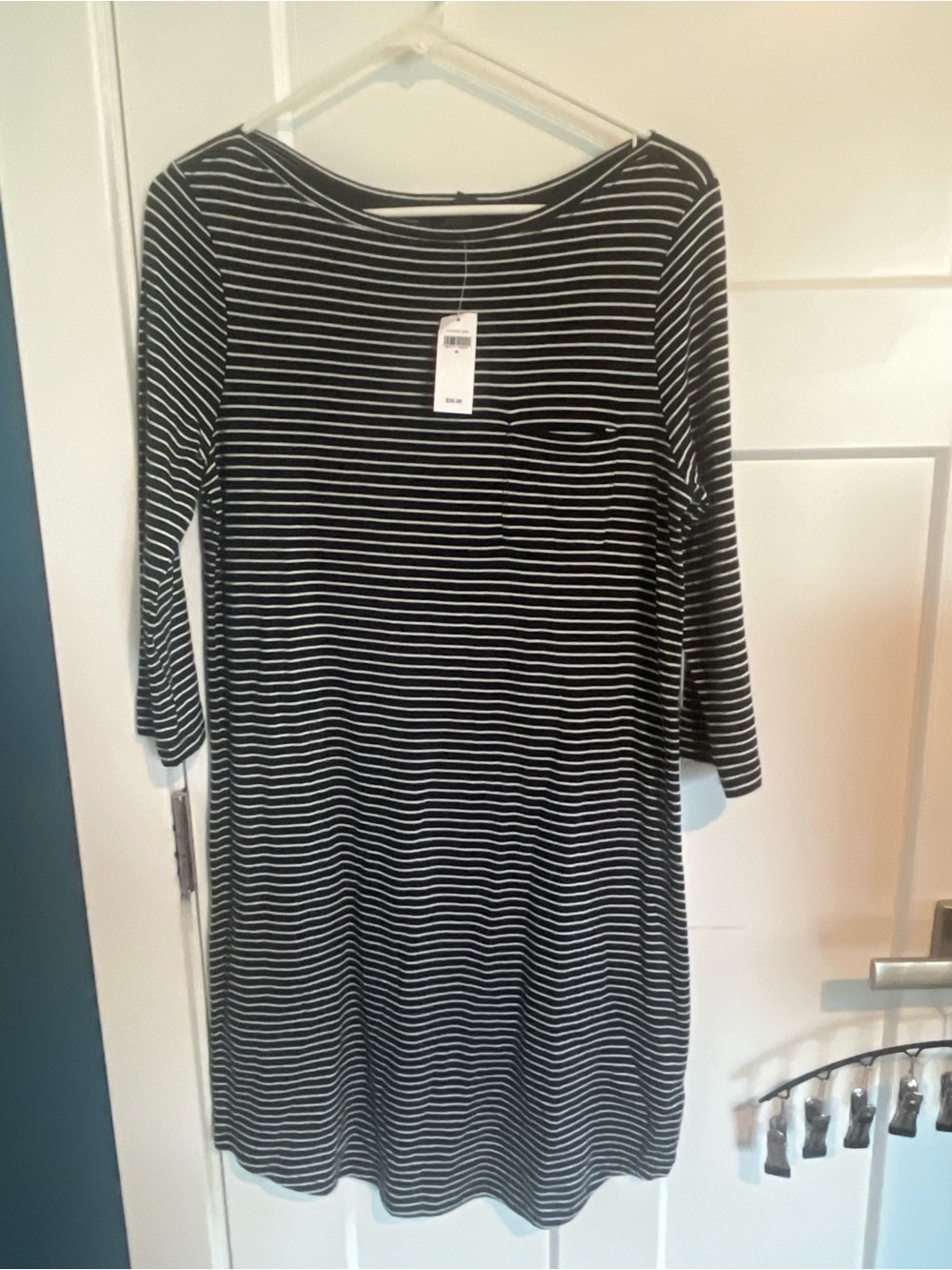 GAP Black and White Striped Boatneck Dress